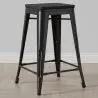 Buy Bistrot Metalix style stool - 61cm - Metal and dark wood Black 59695 - prices